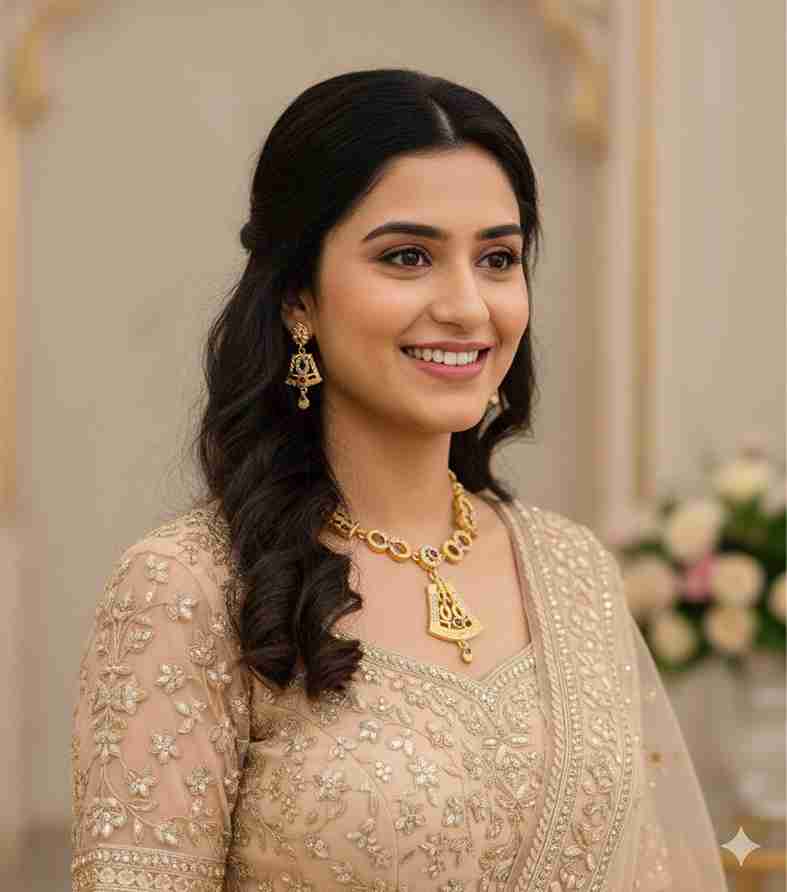 Gold Plated Necklace With Earrings